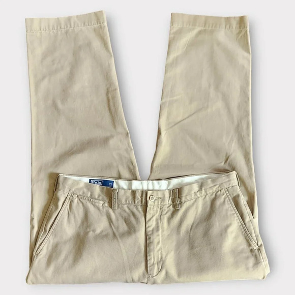 Polo Ralph Lauren Mens Preston Pant 38x30 Flat Front Chino Office Pony Logo - Picture 2 of 6